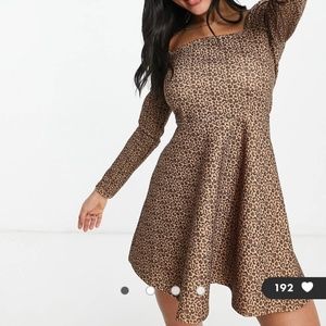 Square neck leopard dress NWT